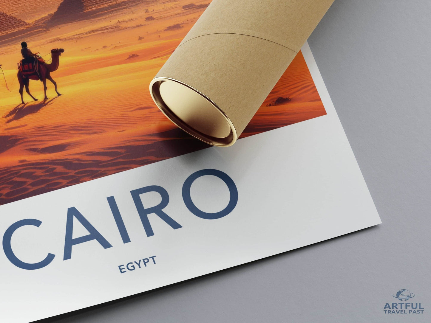 Cairo Poster - Egypt Travel Art - Desert Sunset Pyramids Home Decor