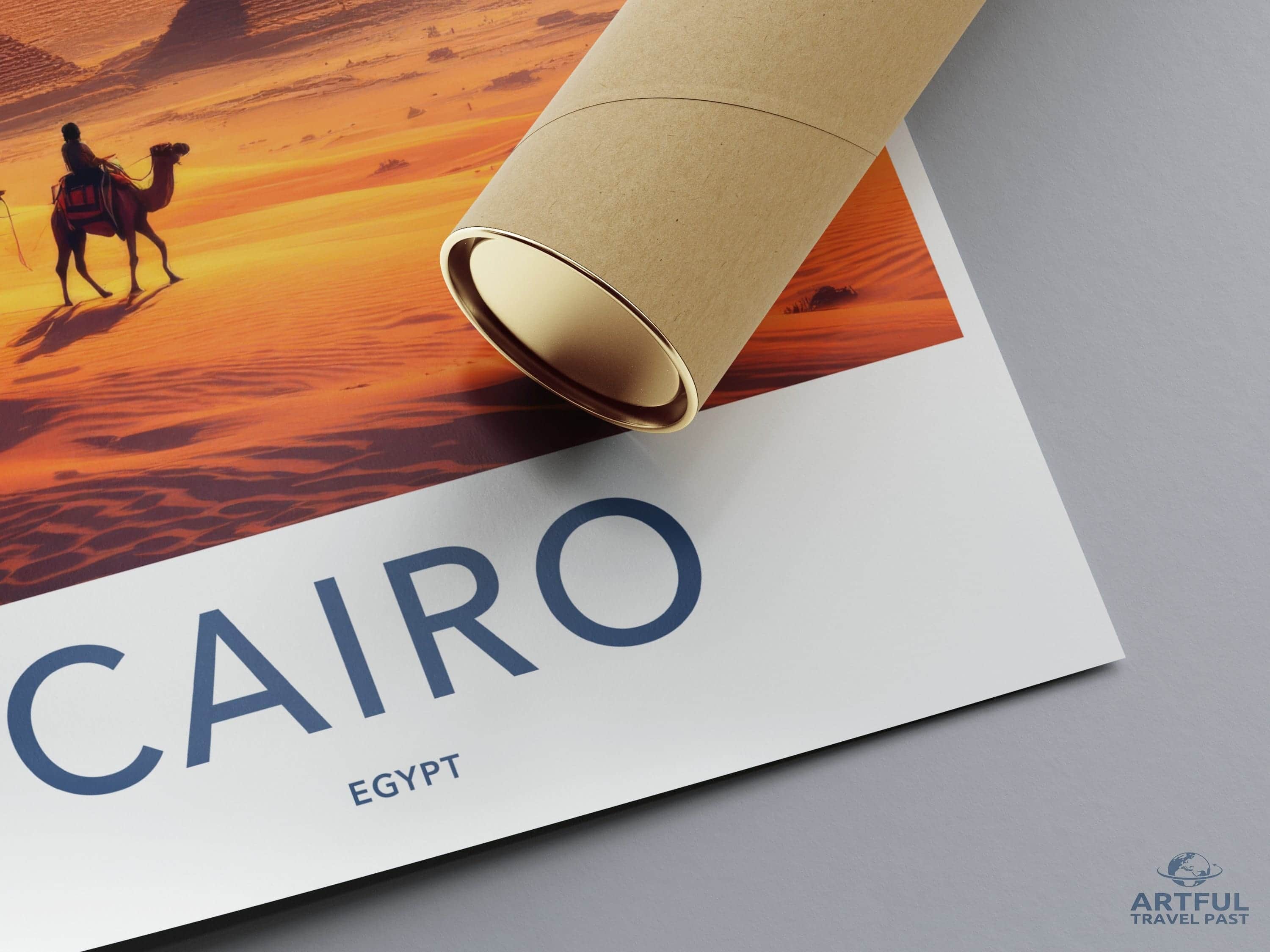Cairo Poster - Egypt Travel Art - Desert Sunset Pyramids Home Decor