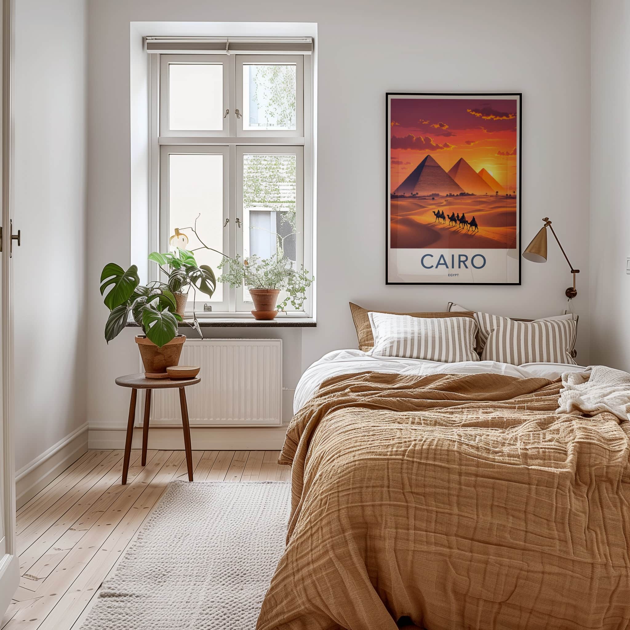 Cairo Poster - Egypt Travel Art - Golden Pyramids Sunset Home Decor