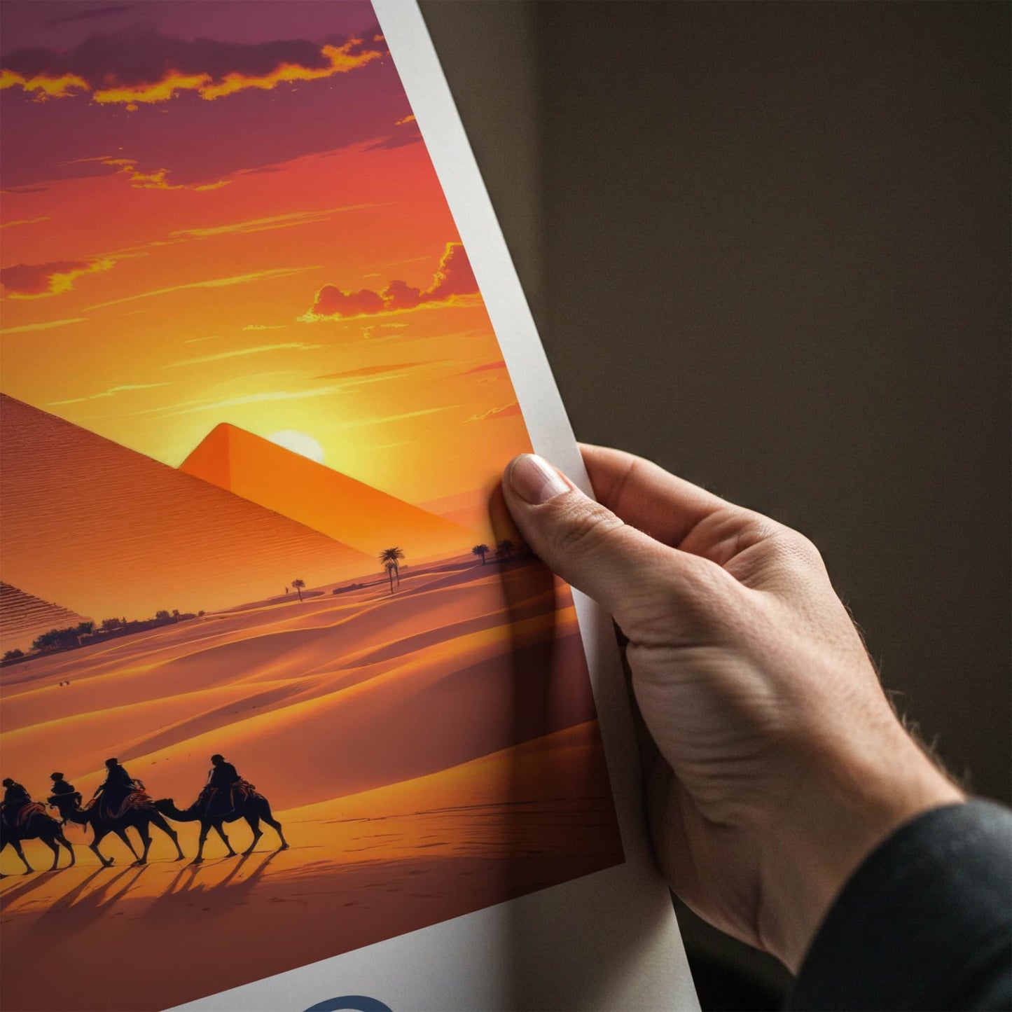 Cairo Poster - Egypt Travel Art - Golden Pyramids Sunset Home Decor