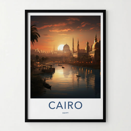 Cairo Poster - Egypt Travel Art - Nile River Sunset Home Decor