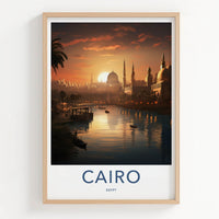 Cairo Poster - Egypt Travel Art - Nile River Sunset Home Decor