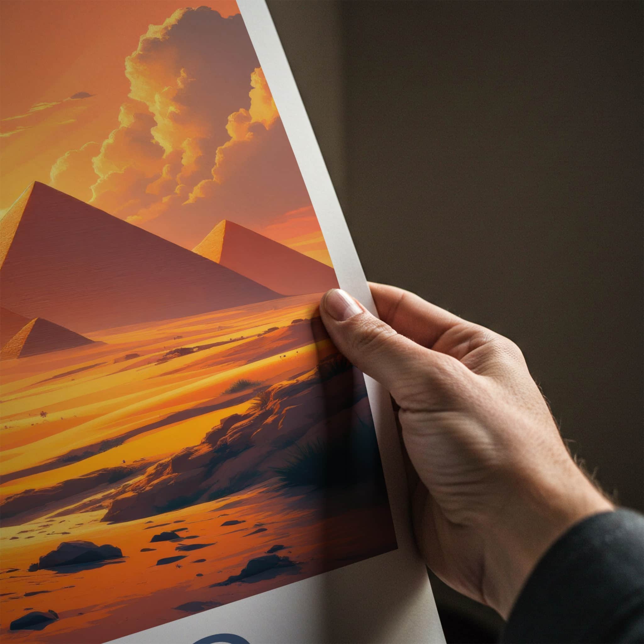 Cairo Poster - Egypt Travel Art - Orange Desert Pyramids Home Decor