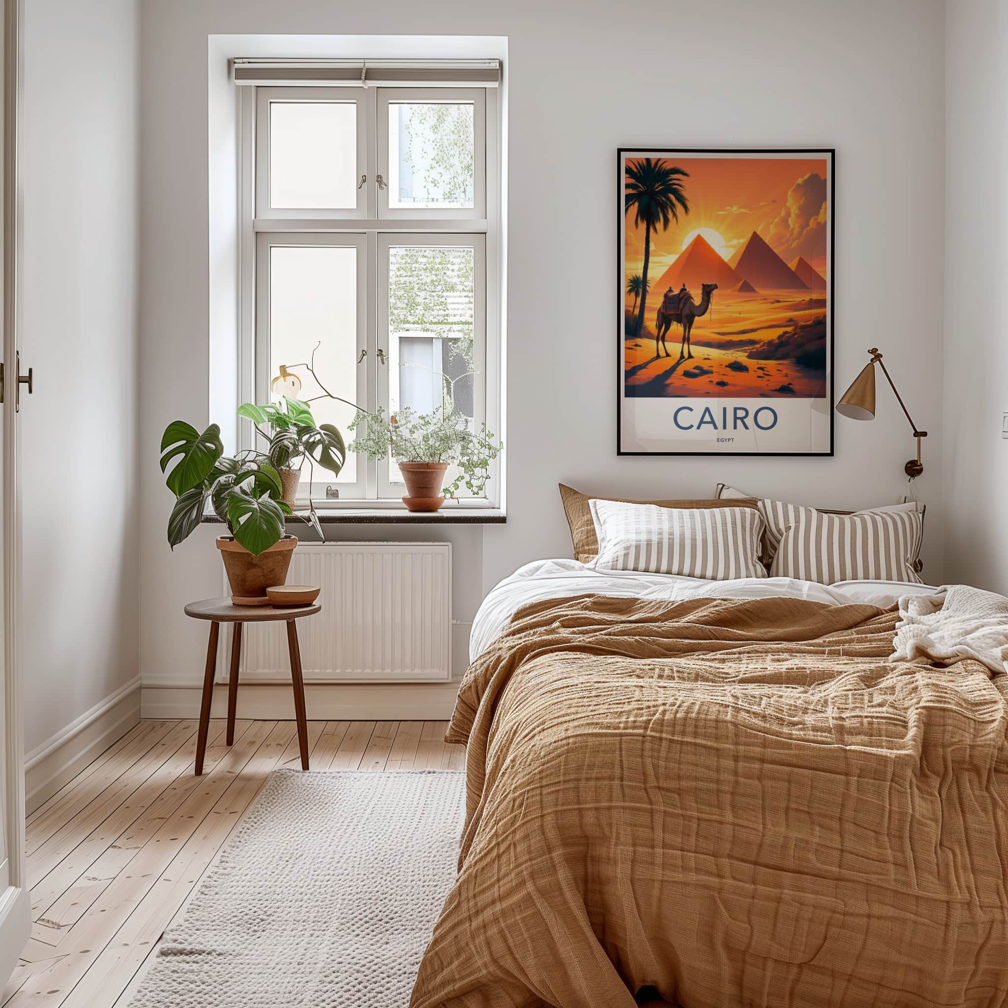 Cairo Poster - Egypt Travel Art - Orange Desert Pyramids Home Decor