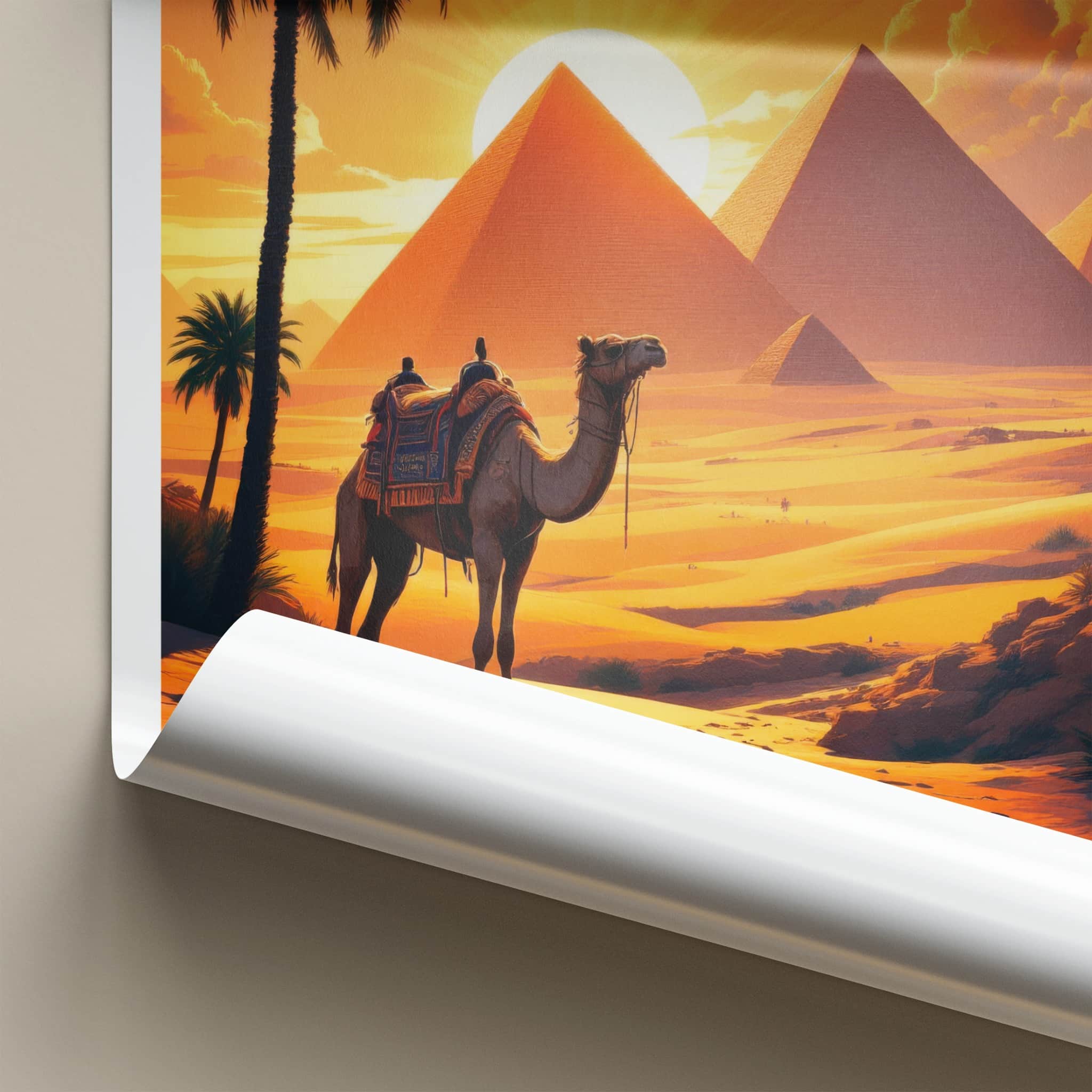 Cairo Poster - Egypt Travel Art - Orange Desert Pyramids Home Decor