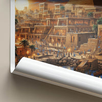 Cairo Poster - Egypt Travel Art - Pyramid Riverbank Evening Home Decor