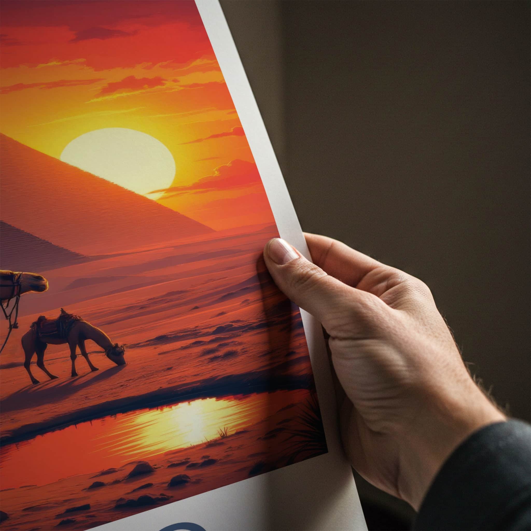 Cairo Poster - Egypt Travel Art - Pyramids Camel Oasis Home Decor