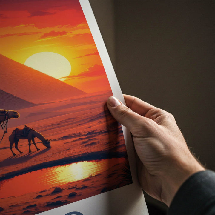 Cairo Poster - Egypt Travel Art - Pyramids Camel Oasis Home Decor