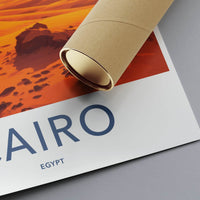 Cairo Poster - Egypt Travel Art - Pyramids Camel Sunset Home Decor