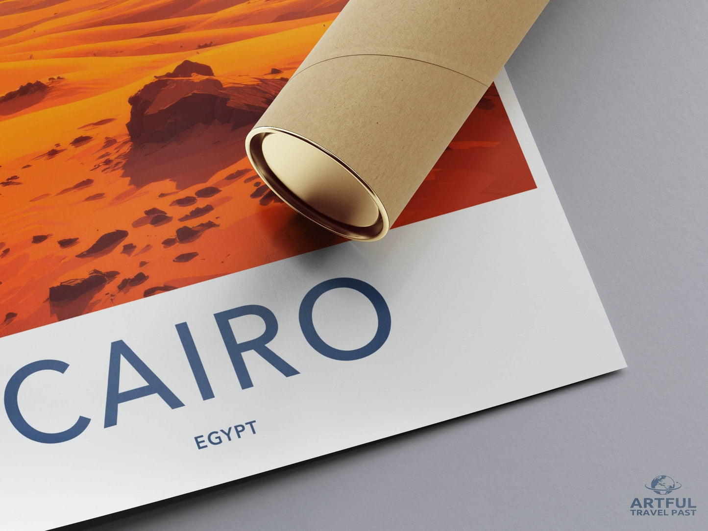 Cairo Poster - Egypt Travel Art - Pyramids Camel Sunset Home Decor