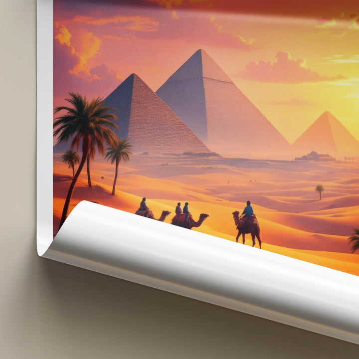 Cairo Poster - Egypt Travel Art - Pyramids Desert Sunset Home Decor