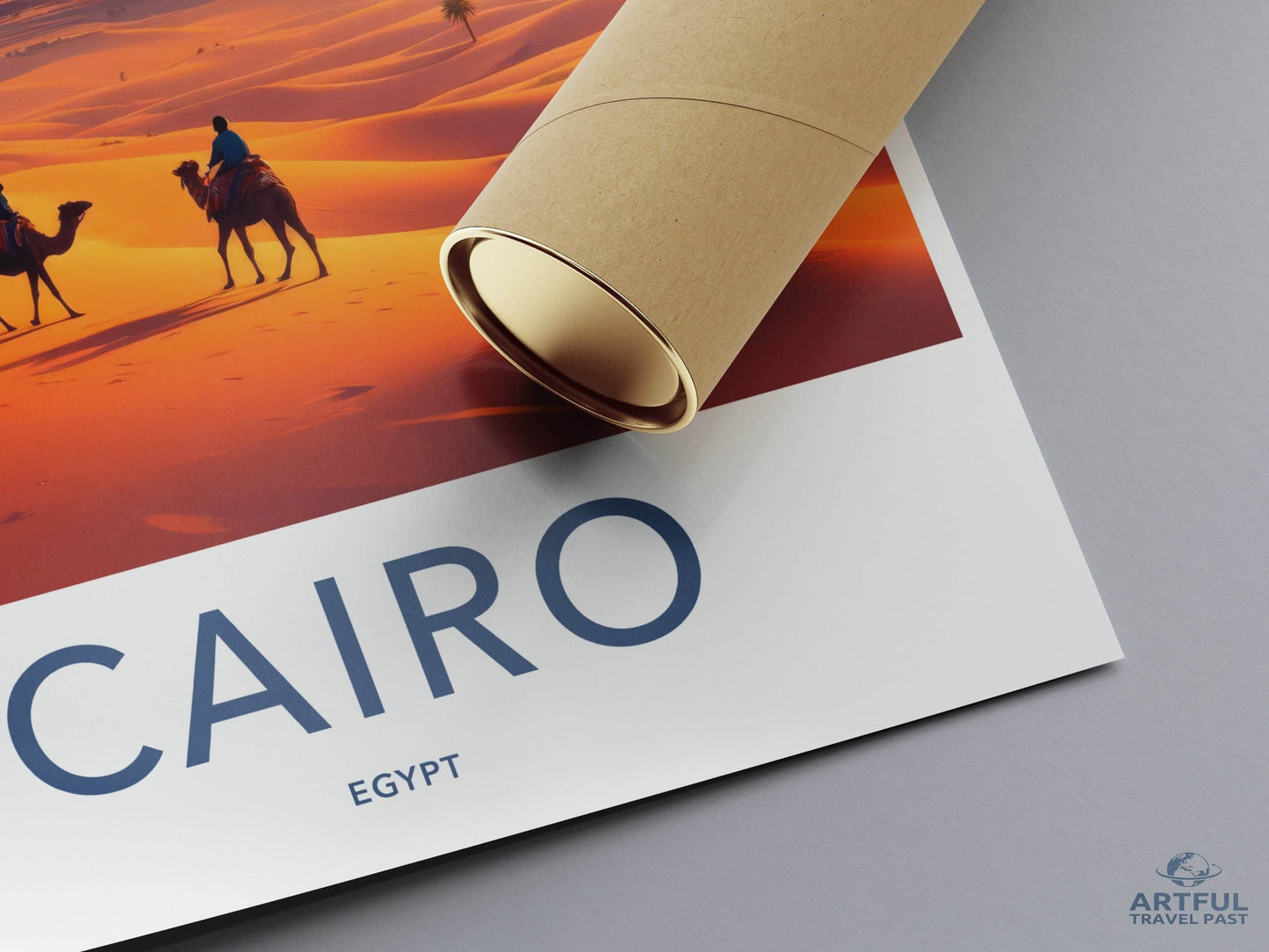 Cairo Poster - Egypt Travel Art - Pyramids Desert Sunset Home Decor