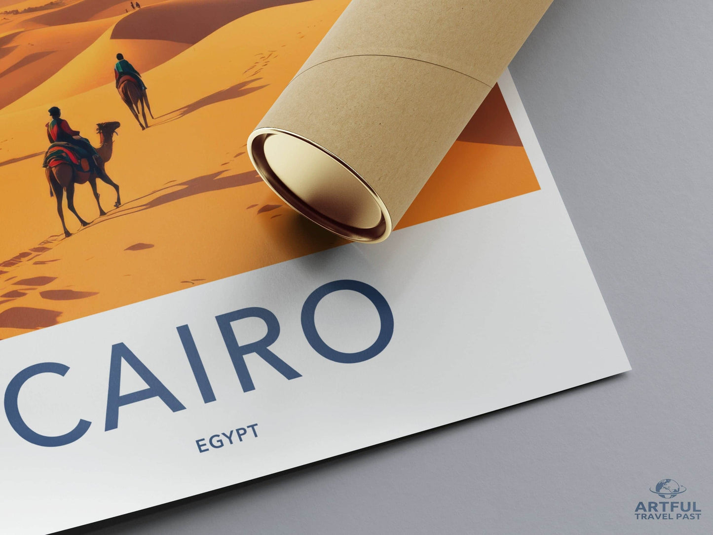 Cairo Poster - Egypt Travel Art - Sunlit Desert Pyramids Home Decor
