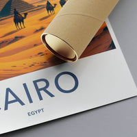 Cairo Poster - Egypt Travel Art - Sunset Desert Pyramids Home Decor