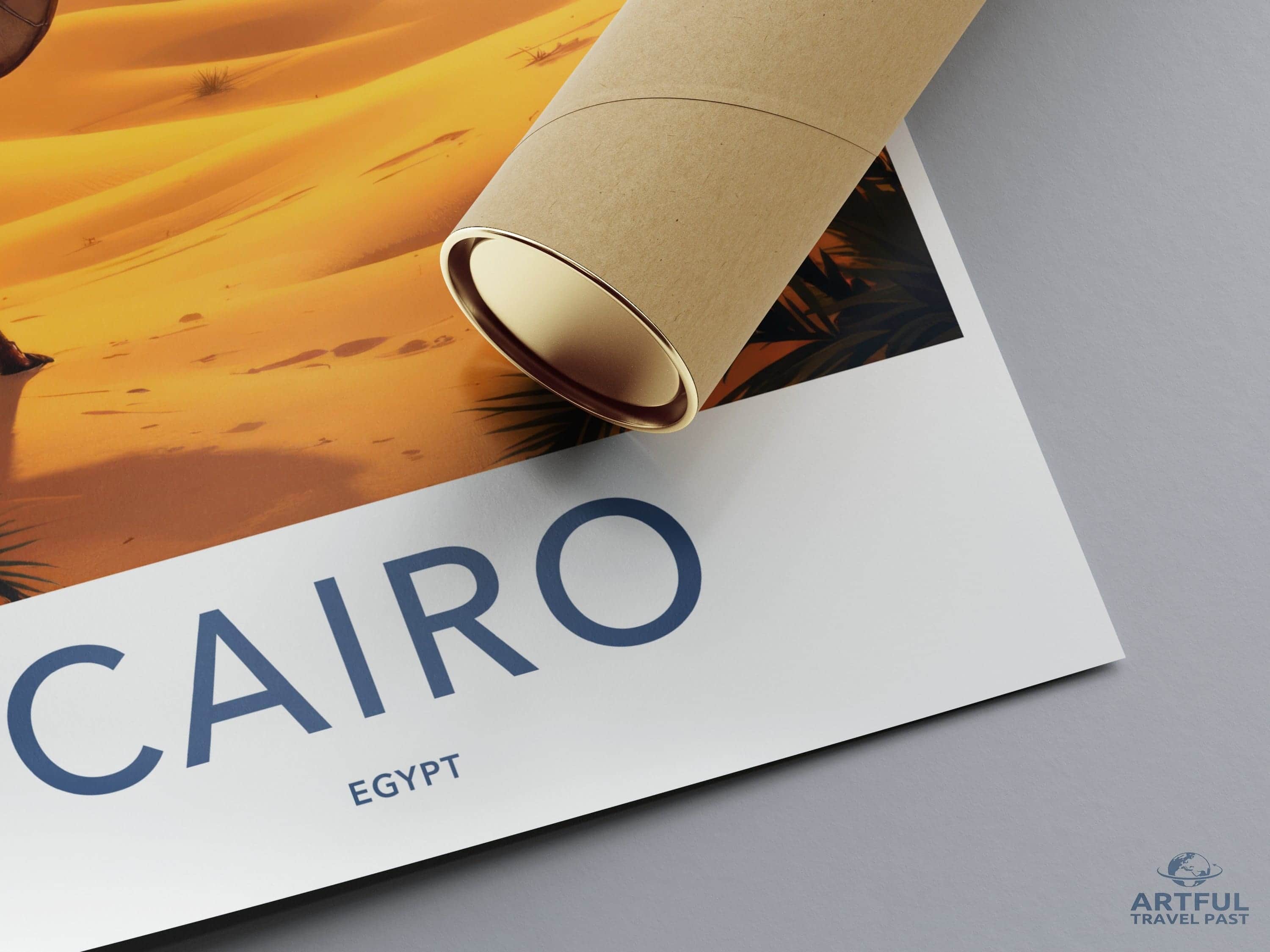 Cairo Poster - Egypt Travel Print - Desert Pyramids Camel Home Decor