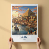 Cairo Poster - Egypt Travel Print - Golden Sunset City Lounge Decor