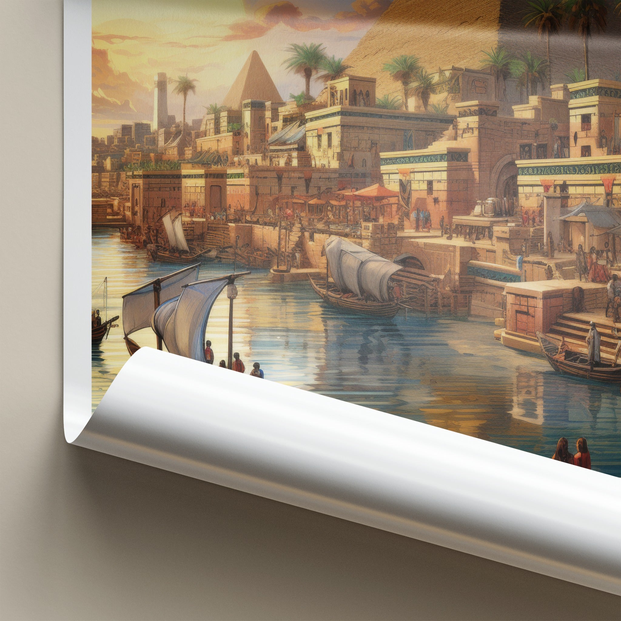 Cairo Poster - Egypt Travel Print - Golden Sunset City Lounge Decor