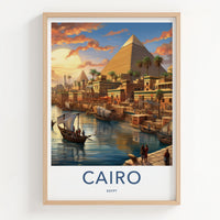 Cairo Poster - Egypt Travel Print - Golden Sunset City Lounge Decor