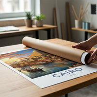 Cairo Poster - Egypt Travel Print - Golden Sunset City Lounge Decor
