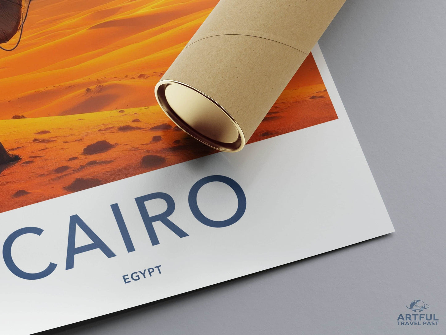 Cairo Poster - Egypt Travel Print - Sunset Desert Camel Lounge Decor