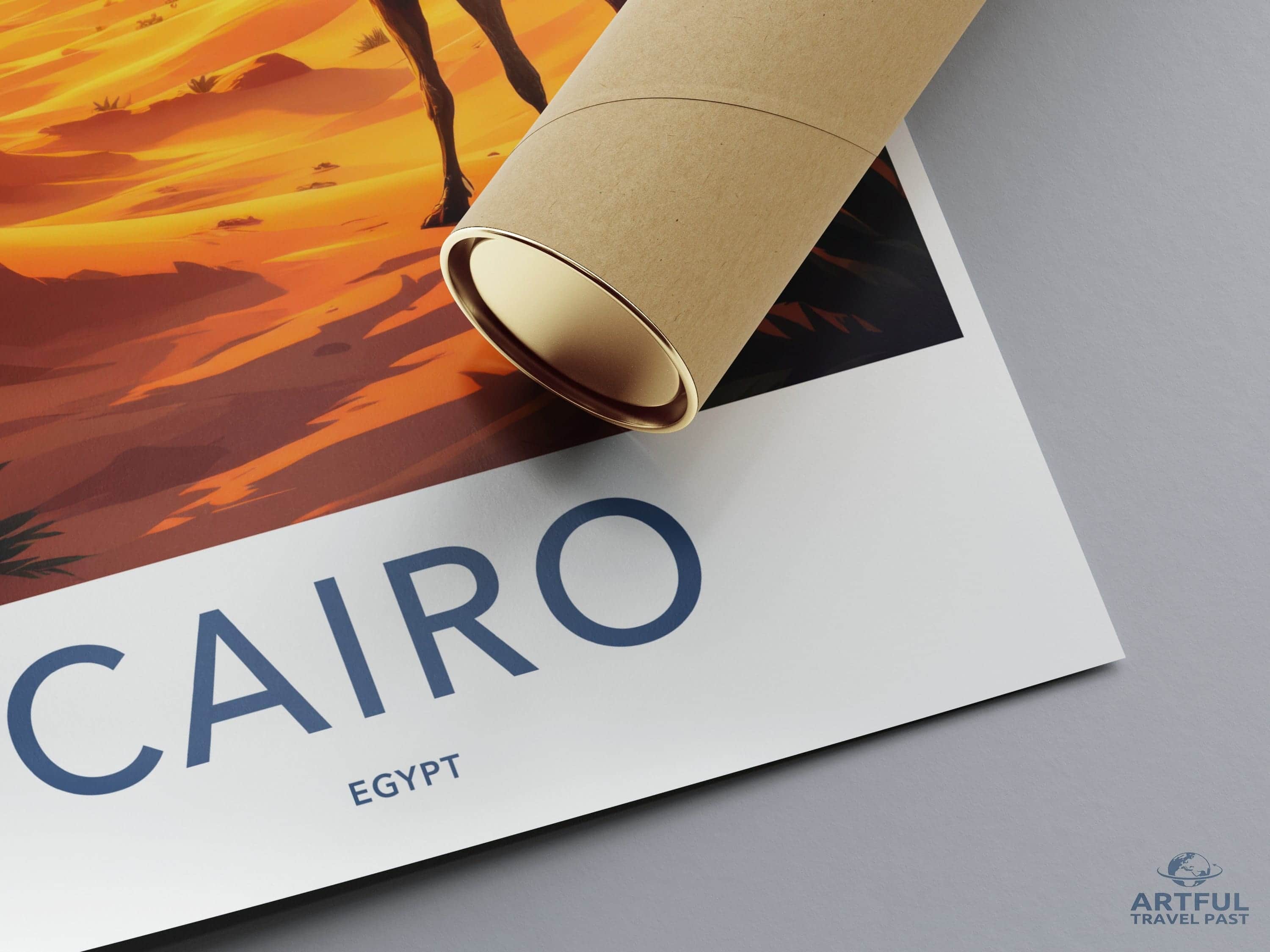 Cairo Poster - Egypt Travel Art - Ancient Pyramids Camel Home Decor