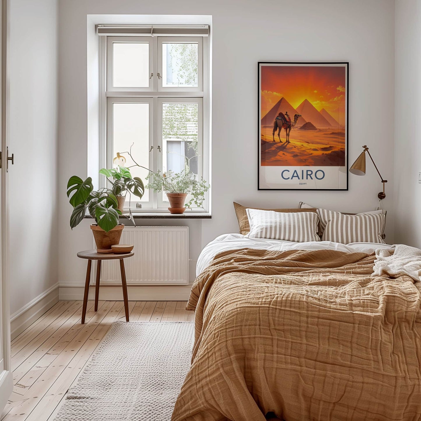Cairo Poster - Egypt Wall Art - Orange Sky Pyramids Wall Decor