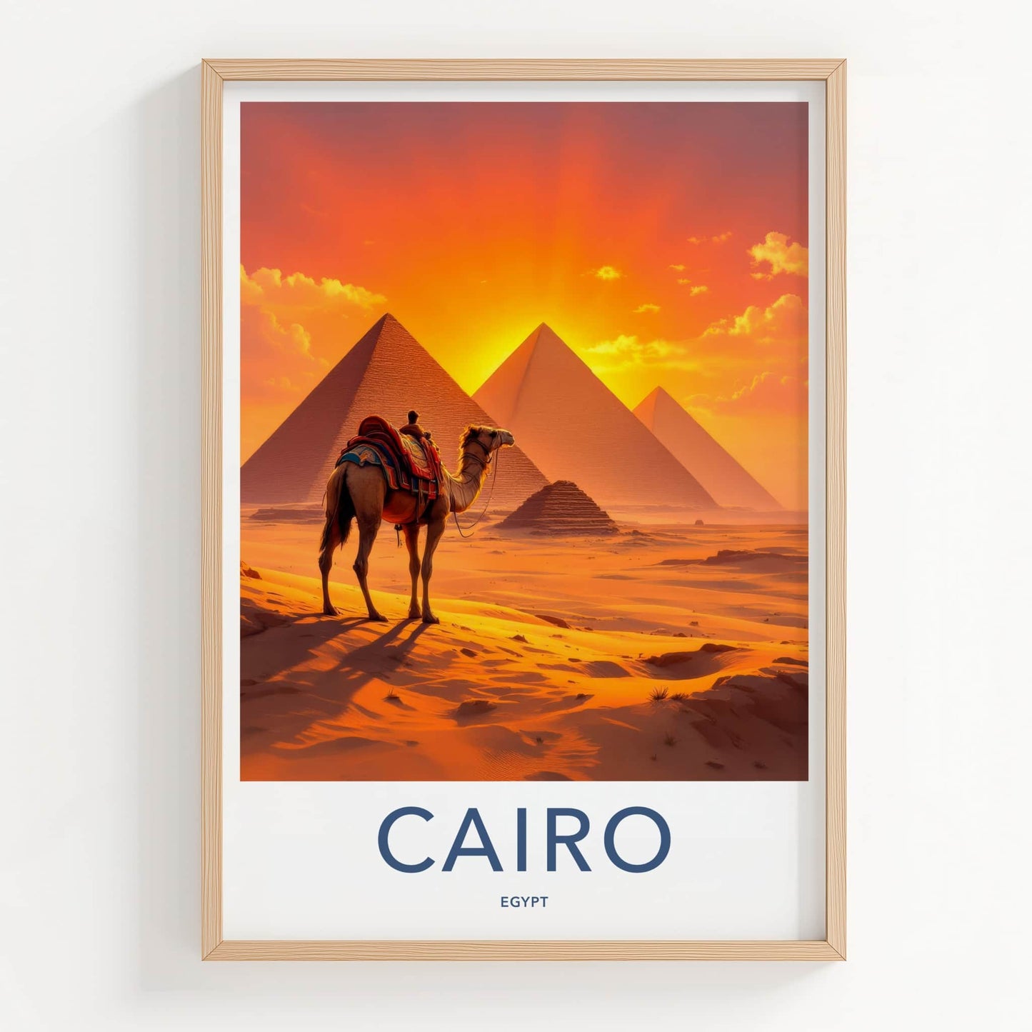 Cairo Poster - Egypt Wall Art - Orange Sky Pyramids Wall Decor