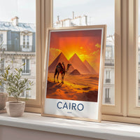 Cairo Poster - Egypt Wall Art - Orange Sky Pyramids Wall Decor