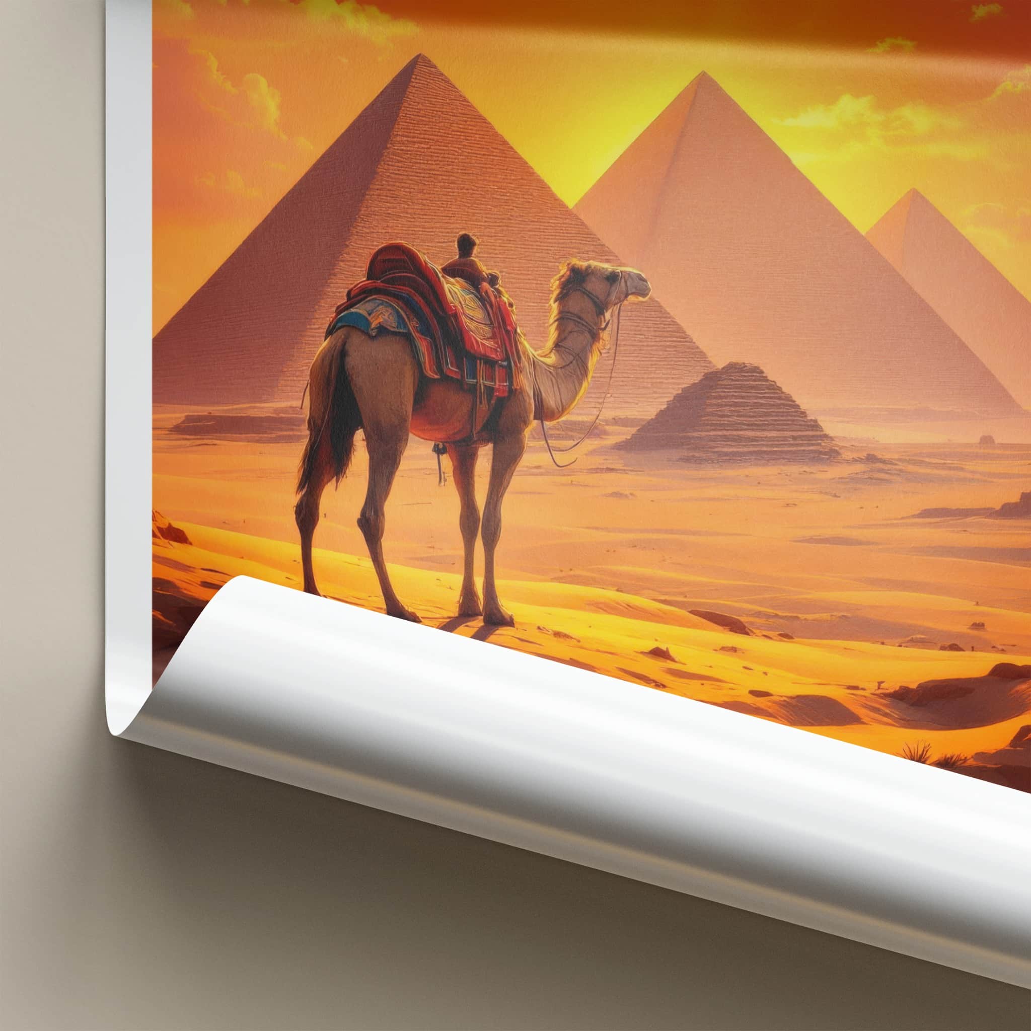 Cairo Poster - Egypt Wall Art - Orange Sky Pyramids Wall Decor