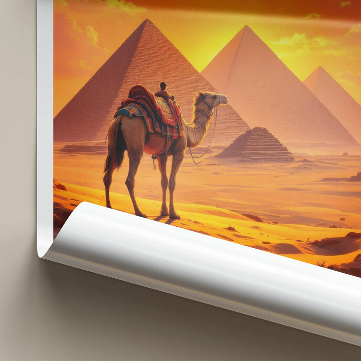 Cairo Poster - Egypt Wall Art - Orange Sky Pyramids Wall Decor