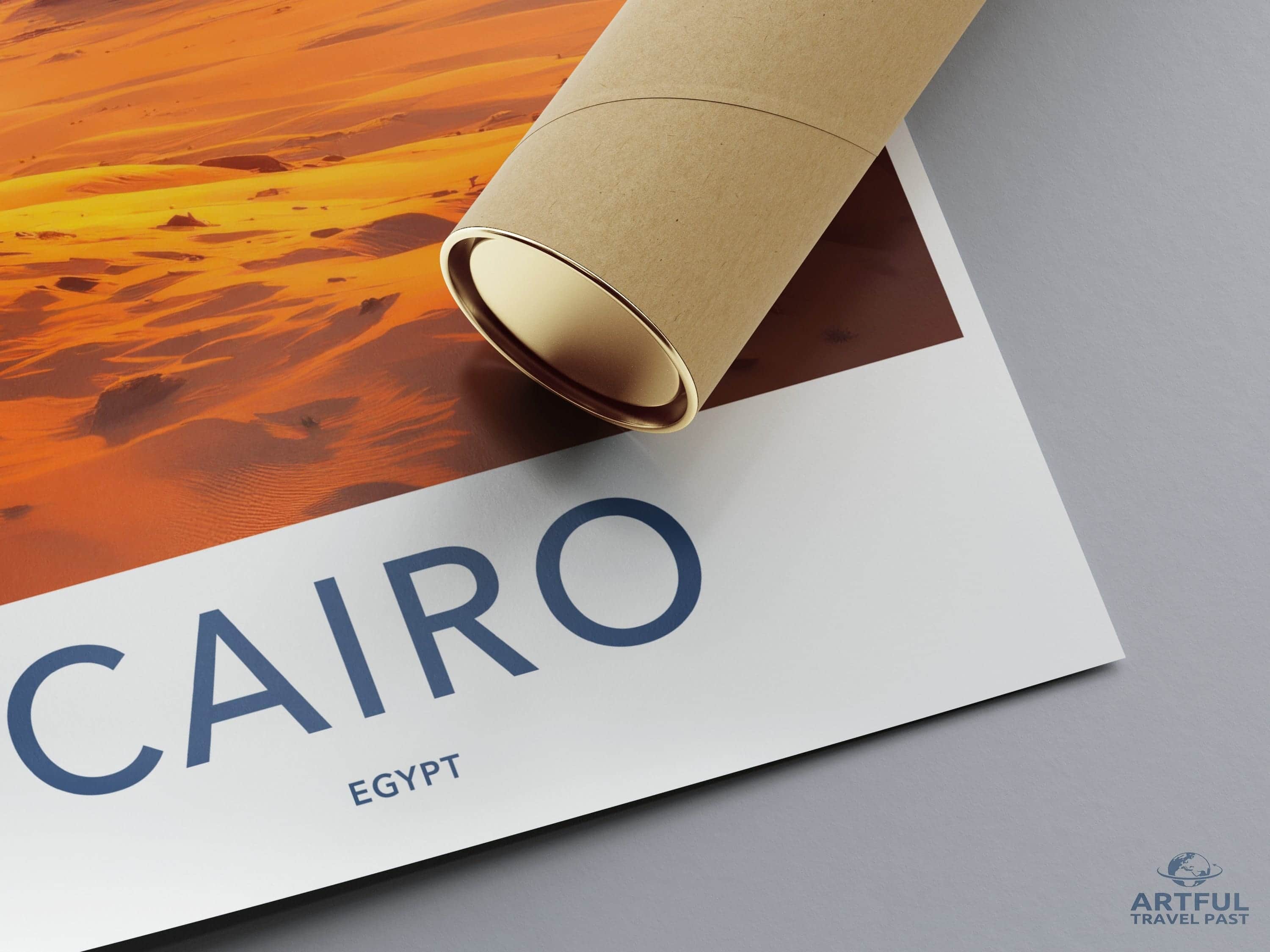 Cairo Poster - Egypt Wall Art - Orange Sky Pyramids Wall Decor