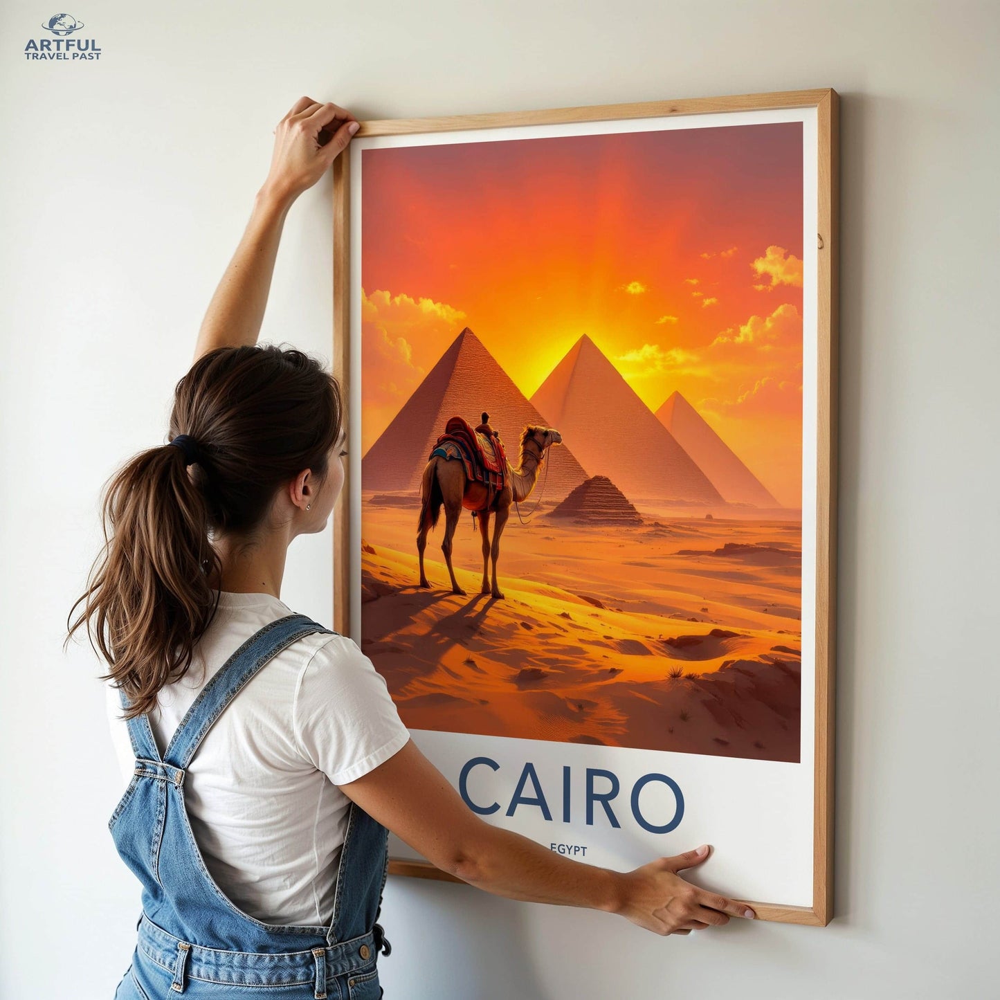 Cairo Poster - Egypt Wall Art - Orange Sky Pyramids Wall Decor