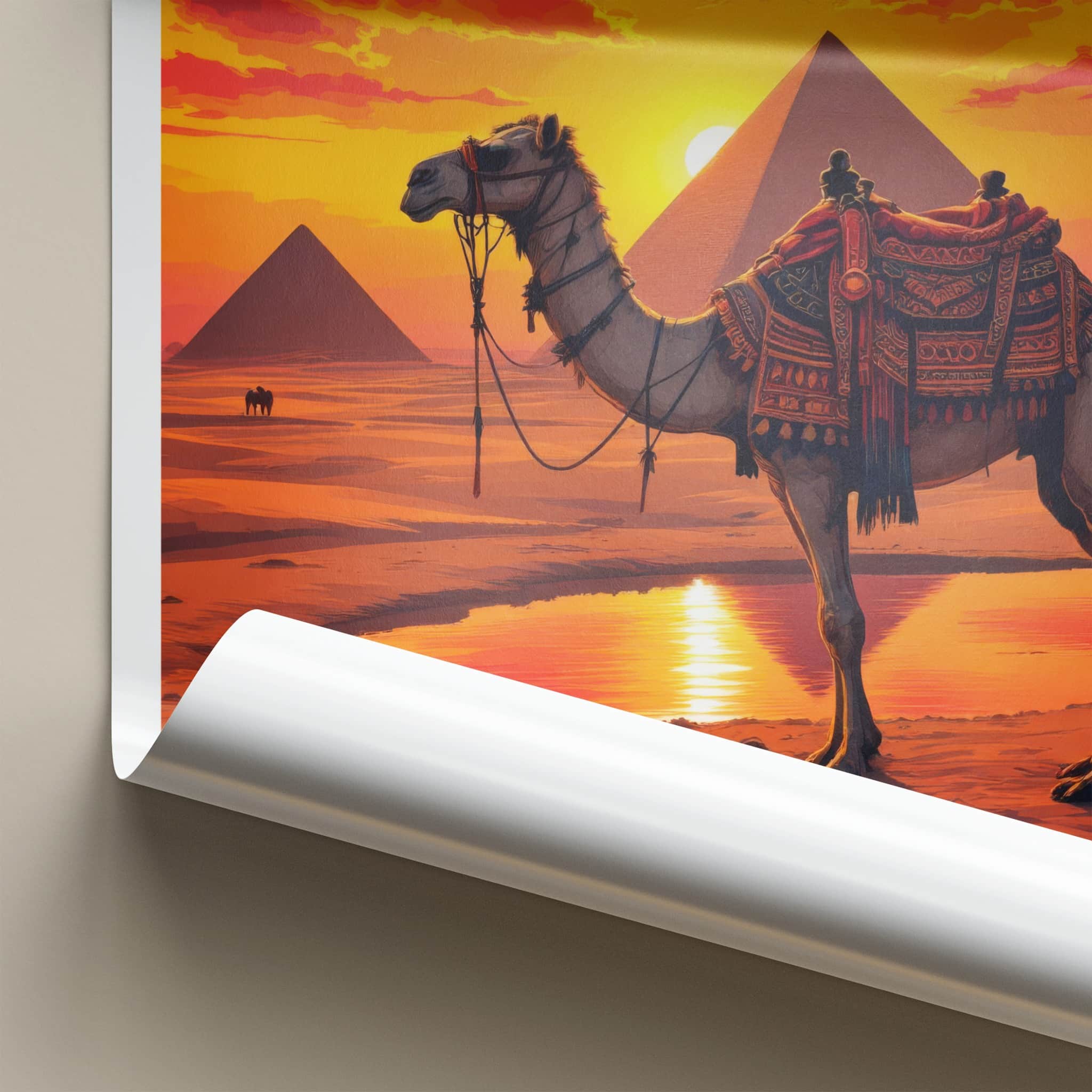 Cairo Poster - Egypt Wall Art - Pyramids Camel Sunset Home Decor