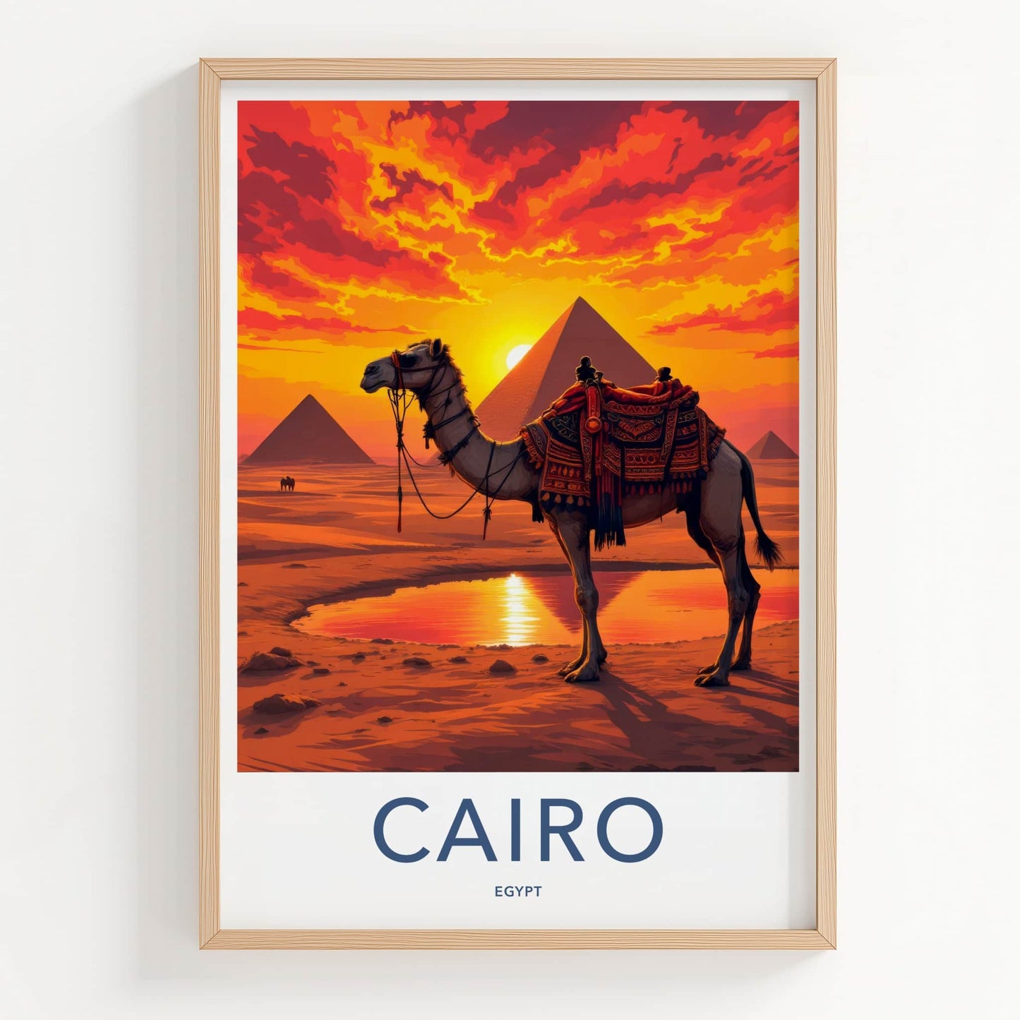 Cairo Poster - Egypt Wall Art - Pyramids Camel Sunset Home Decor