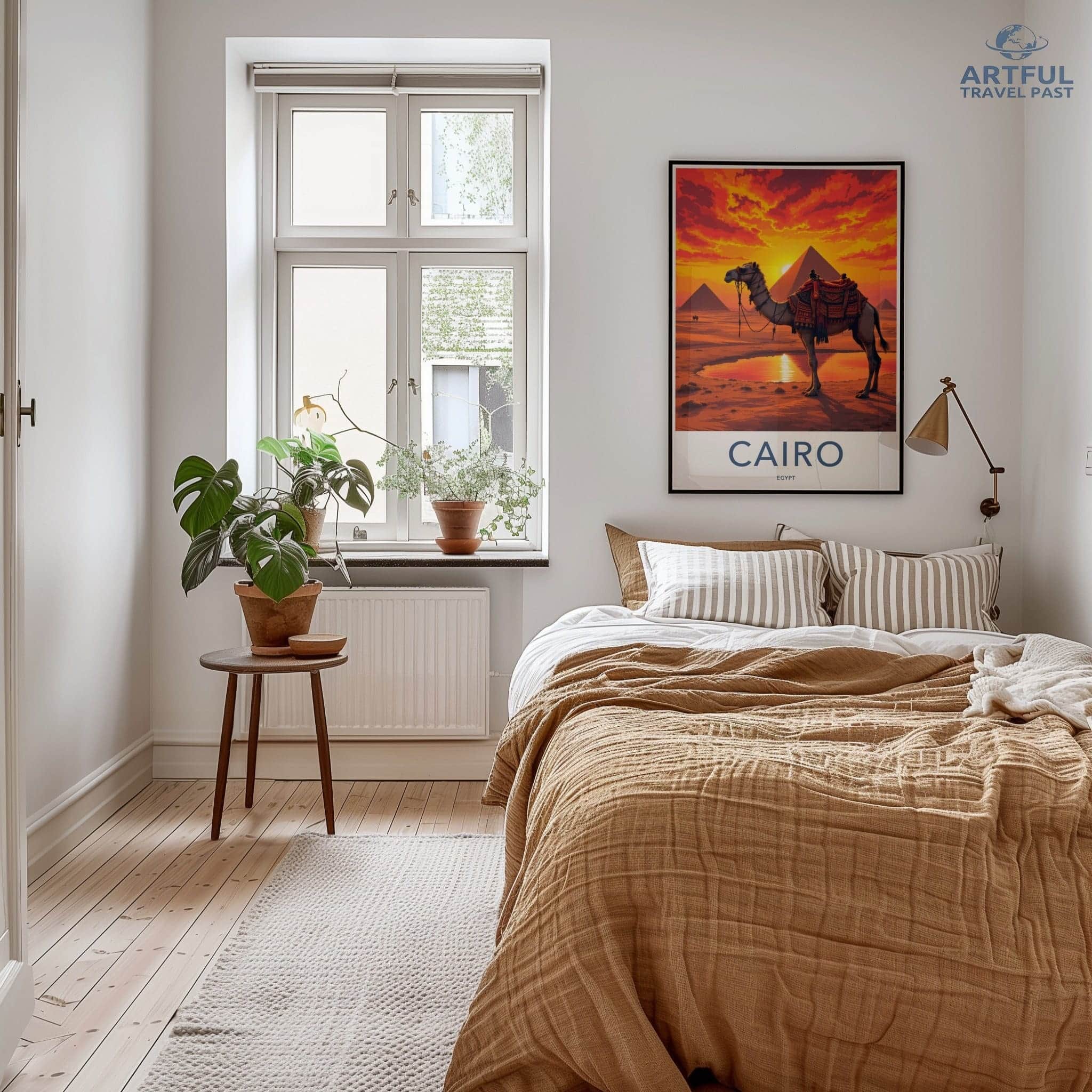 Cairo Poster - Egypt Wall Art - Pyramids Camel Sunset Home Decor