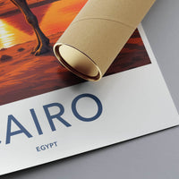 Cairo Poster - Egypt Wall Art - Pyramids Camel Sunset Home Decor
