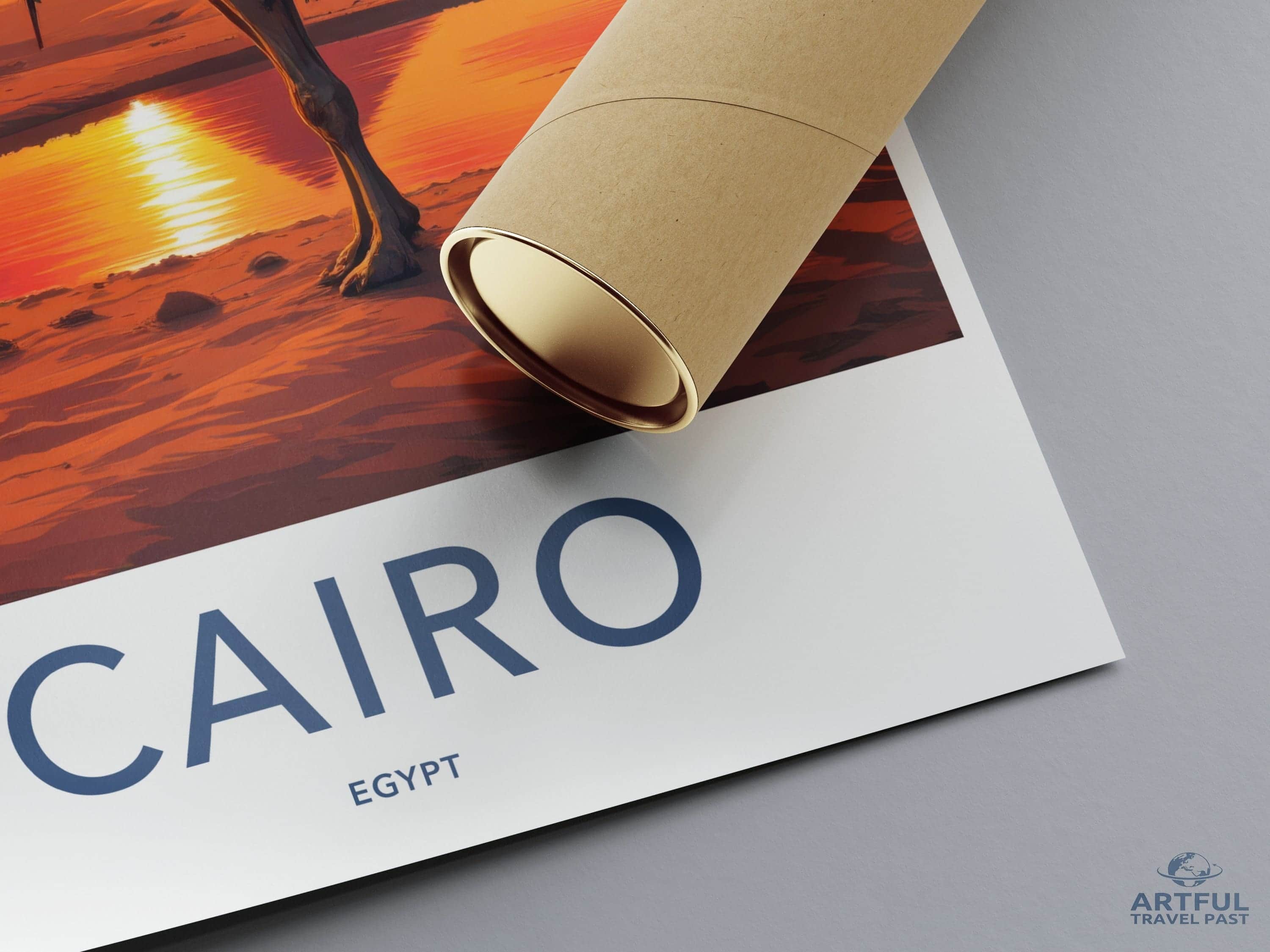 Cairo Poster - Egypt Wall Art - Pyramids Camel Sunset Home Decor