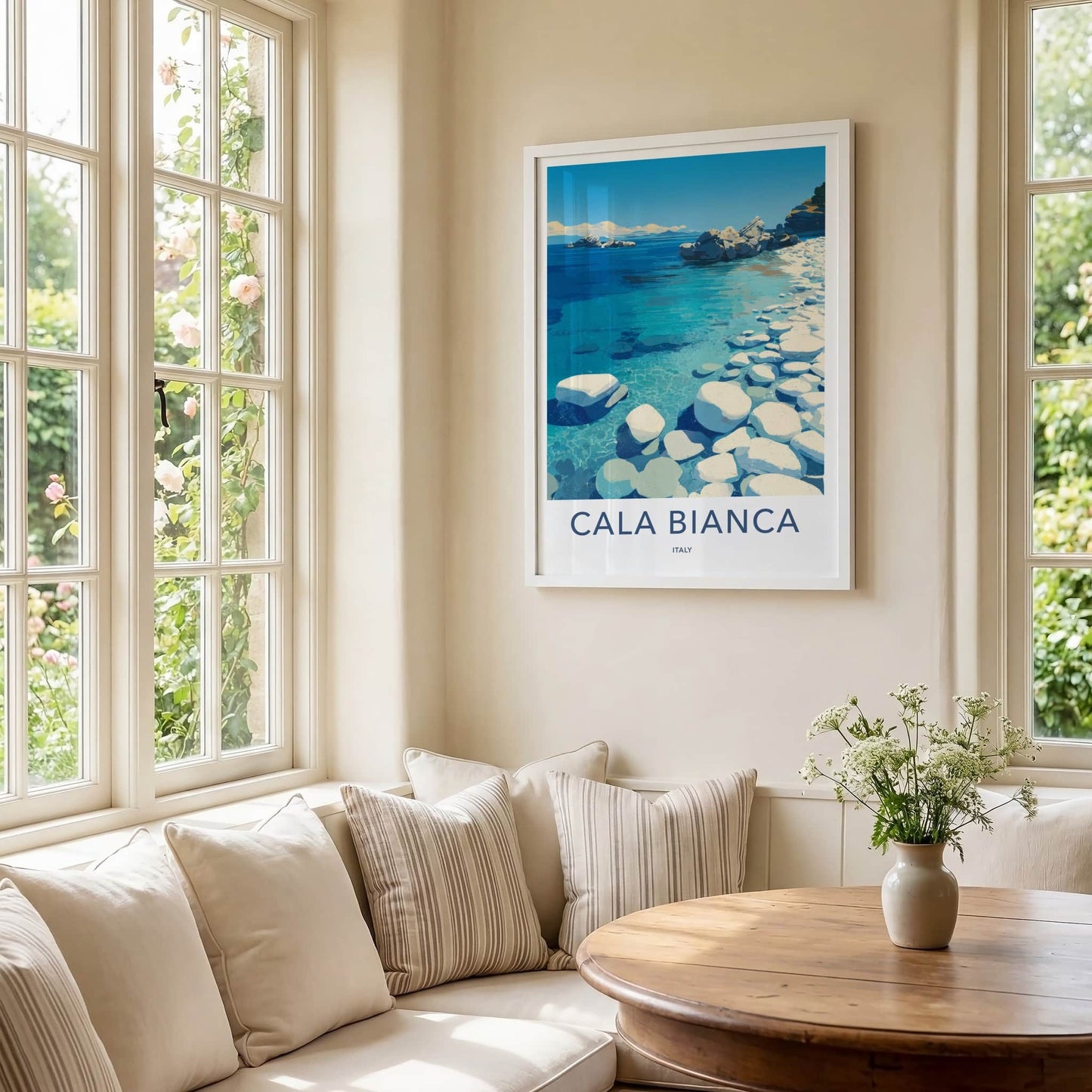 Cala Bianca Poster - Italy Travel Art - Clear Blue Water Wall Decor