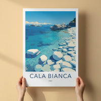 Cala Bianca Poster - Italy Travel Art - Clear Blue Water Wall Decor