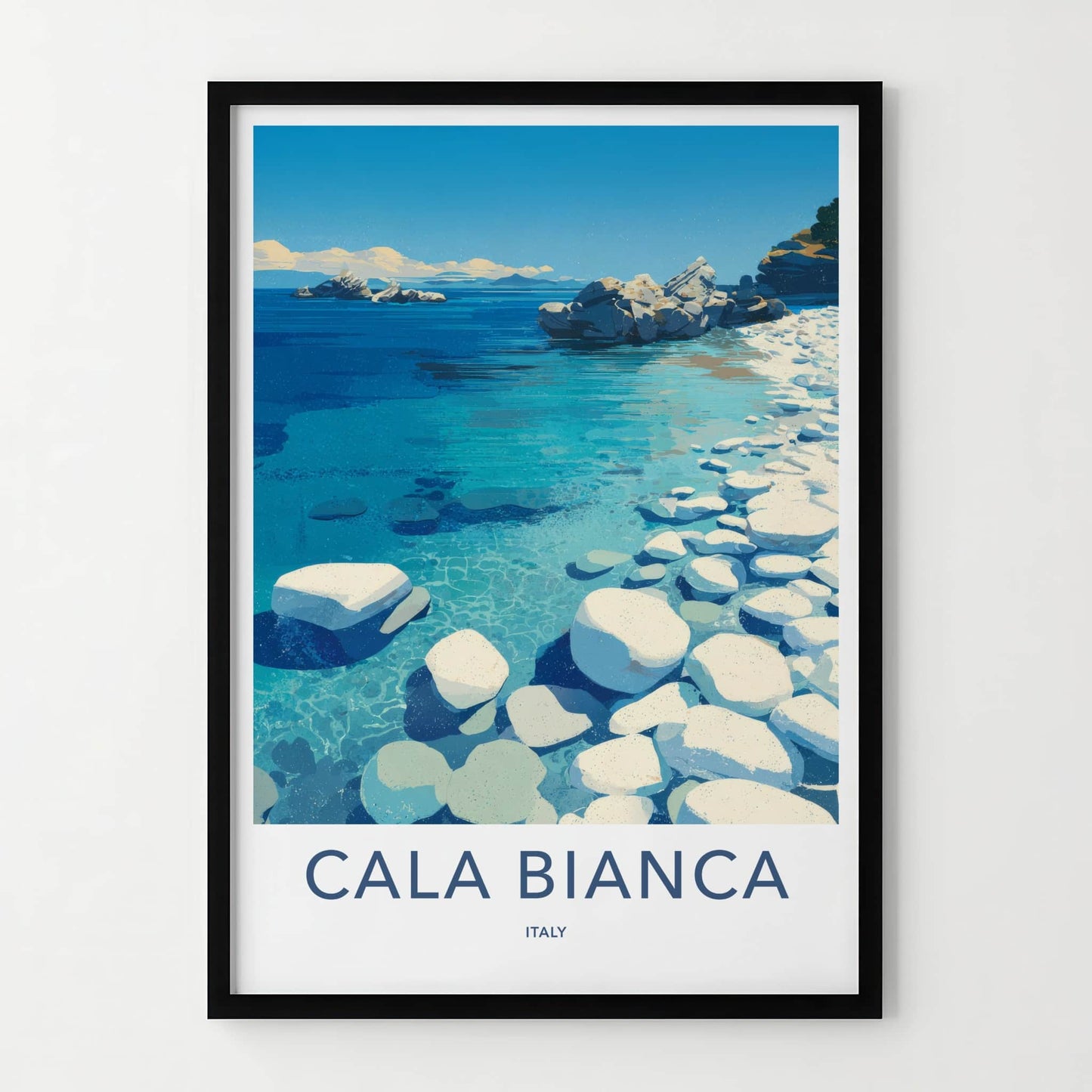 Cala Bianca Poster - Italy Travel Art - Clear Blue Water Wall Decor