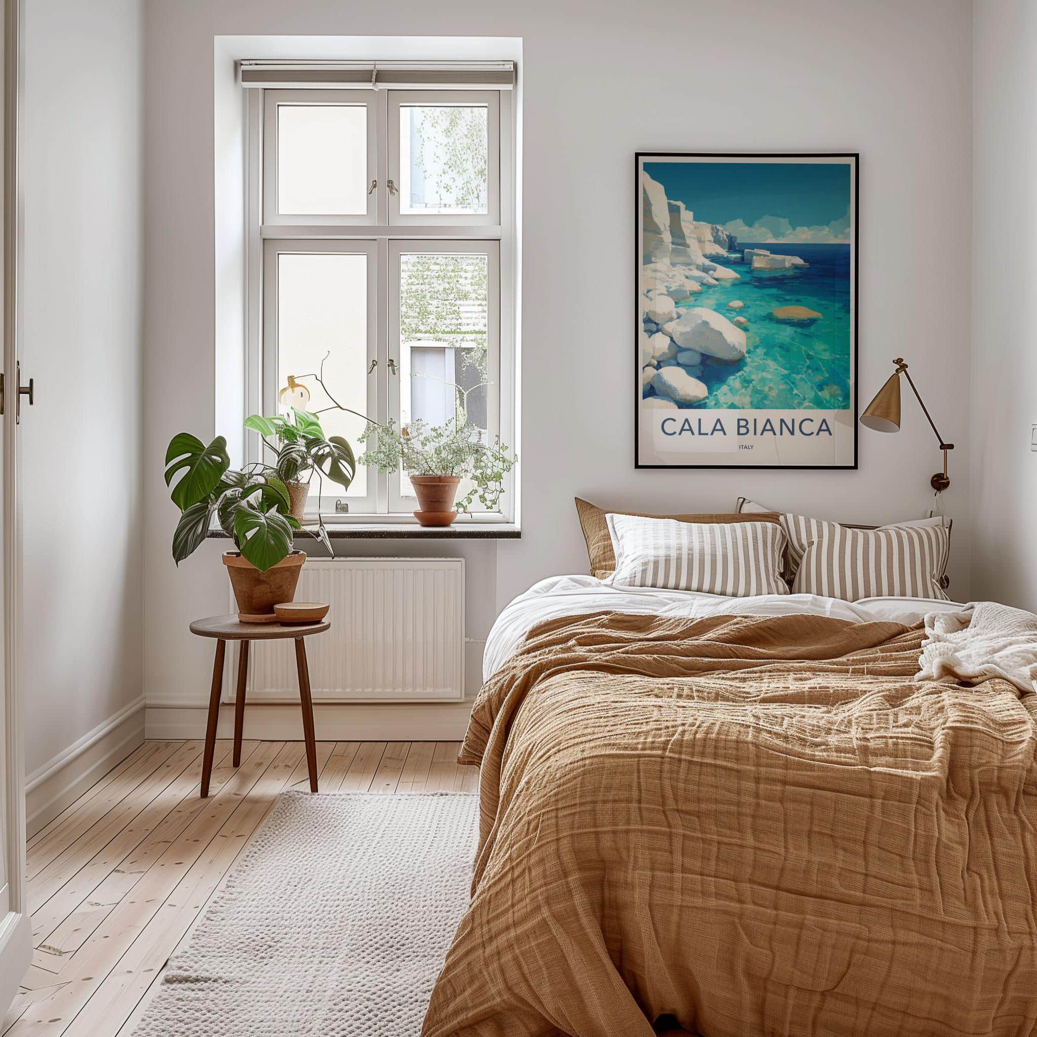 Cala Bianca Poster - Italy Travel Art - White Cliffs Azure Home Decor