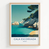 Cala Escorxada Poster - Spain Travel Art - Azure Waters Beach Wall Decor
