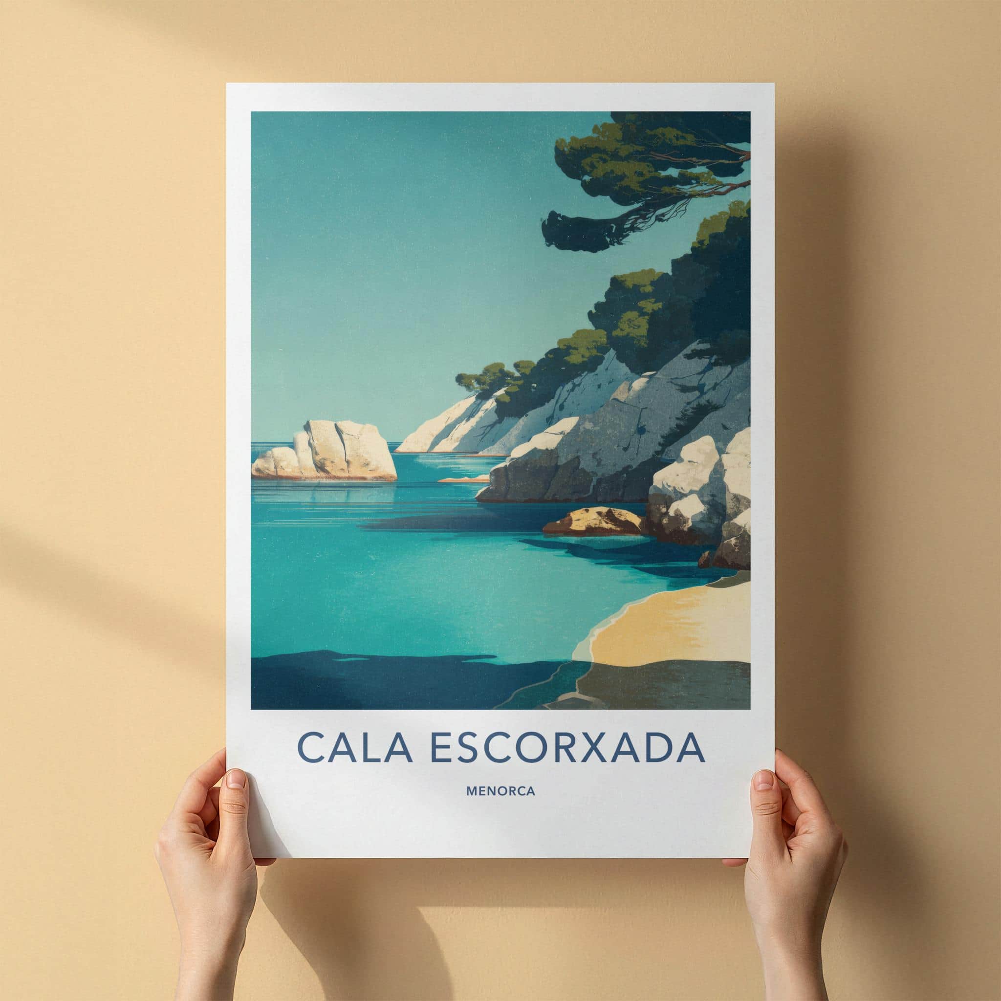 Cala Escorxada Poster - Spain Travel Art - Azure Waters Beach Wall Decor