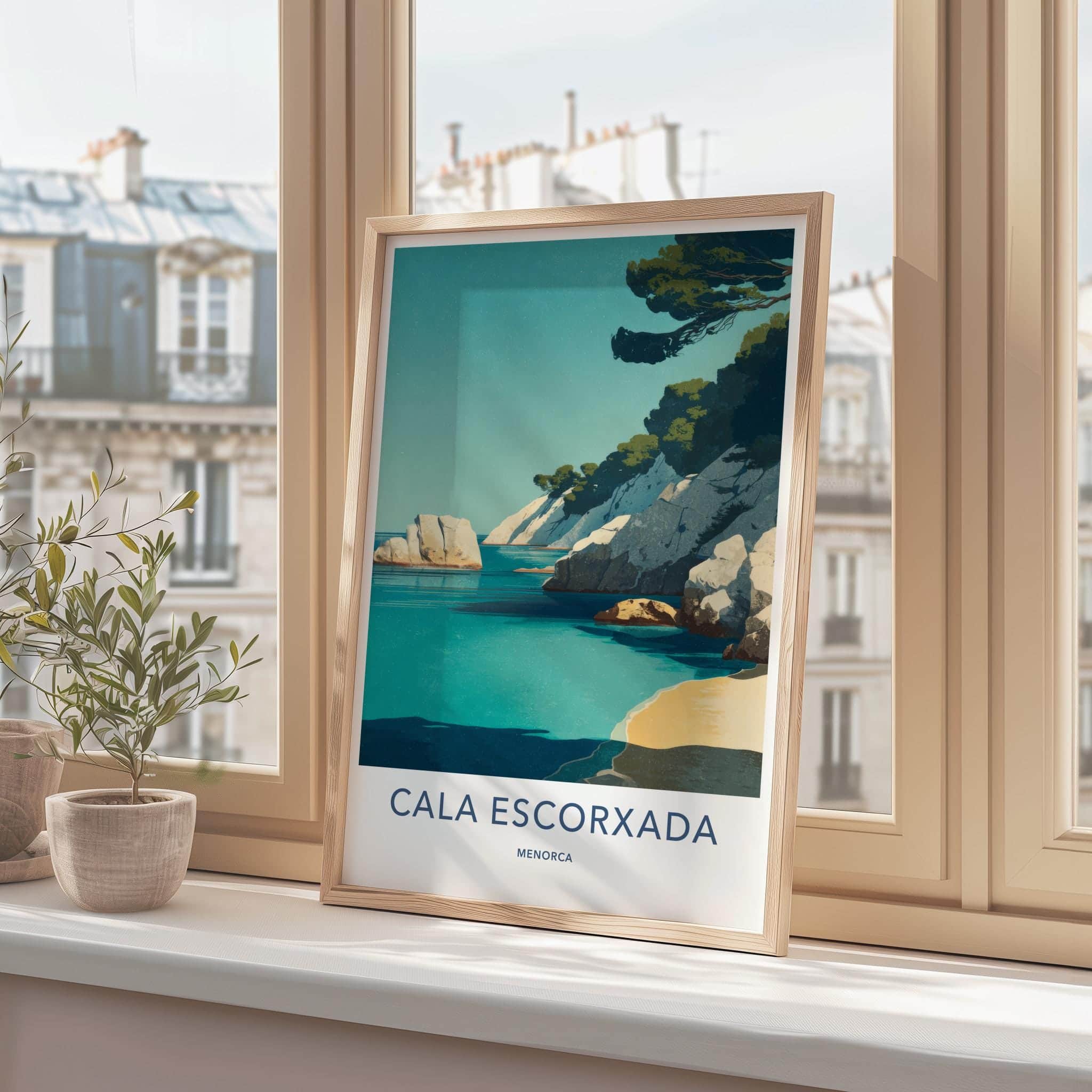 Cala Escorxada Poster - Spain Travel Art - Azure Waters Beach Wall Decor