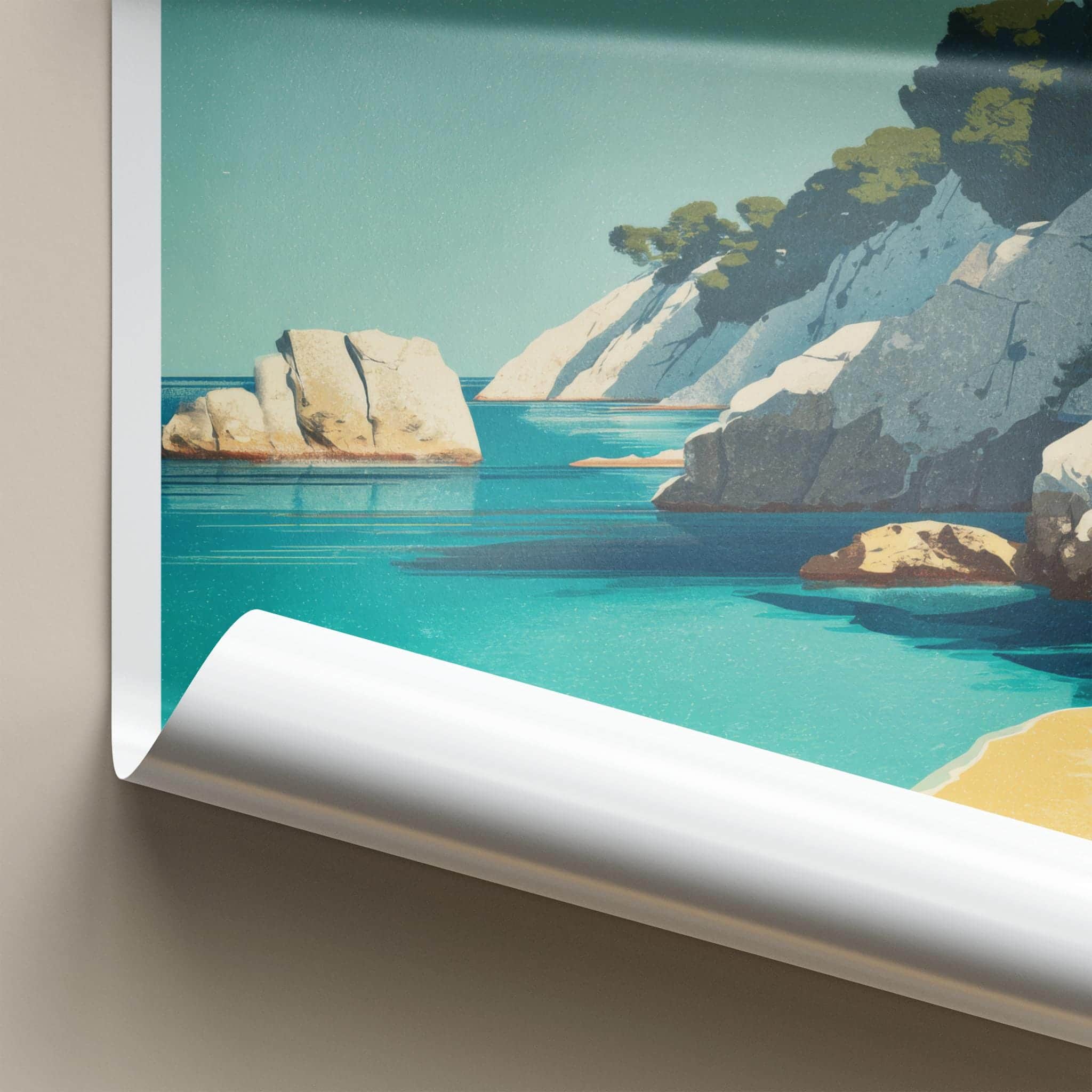 Cala Escorxada Poster - Spain Travel Art - Azure Waters Beach Wall Decor