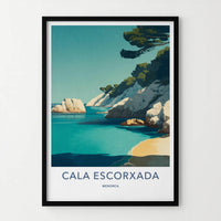 Cala Escorxada Poster - Spain Travel Art - Azure Waters Beach Wall Decor