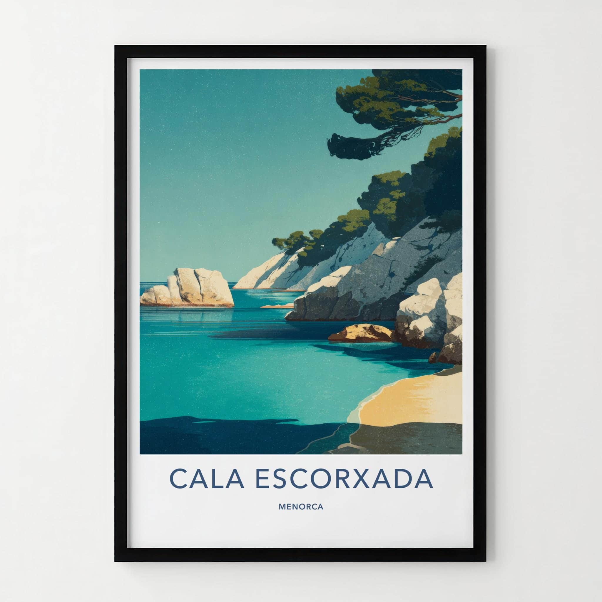Cala Escorxada Poster - Spain Travel Art - Azure Waters Beach Wall Decor