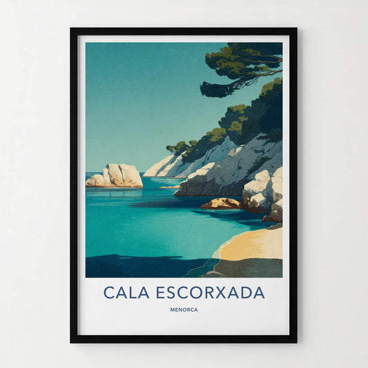 Cala Escorxada Poster - Spain Travel Art - Azure Waters Beach Wall Decor