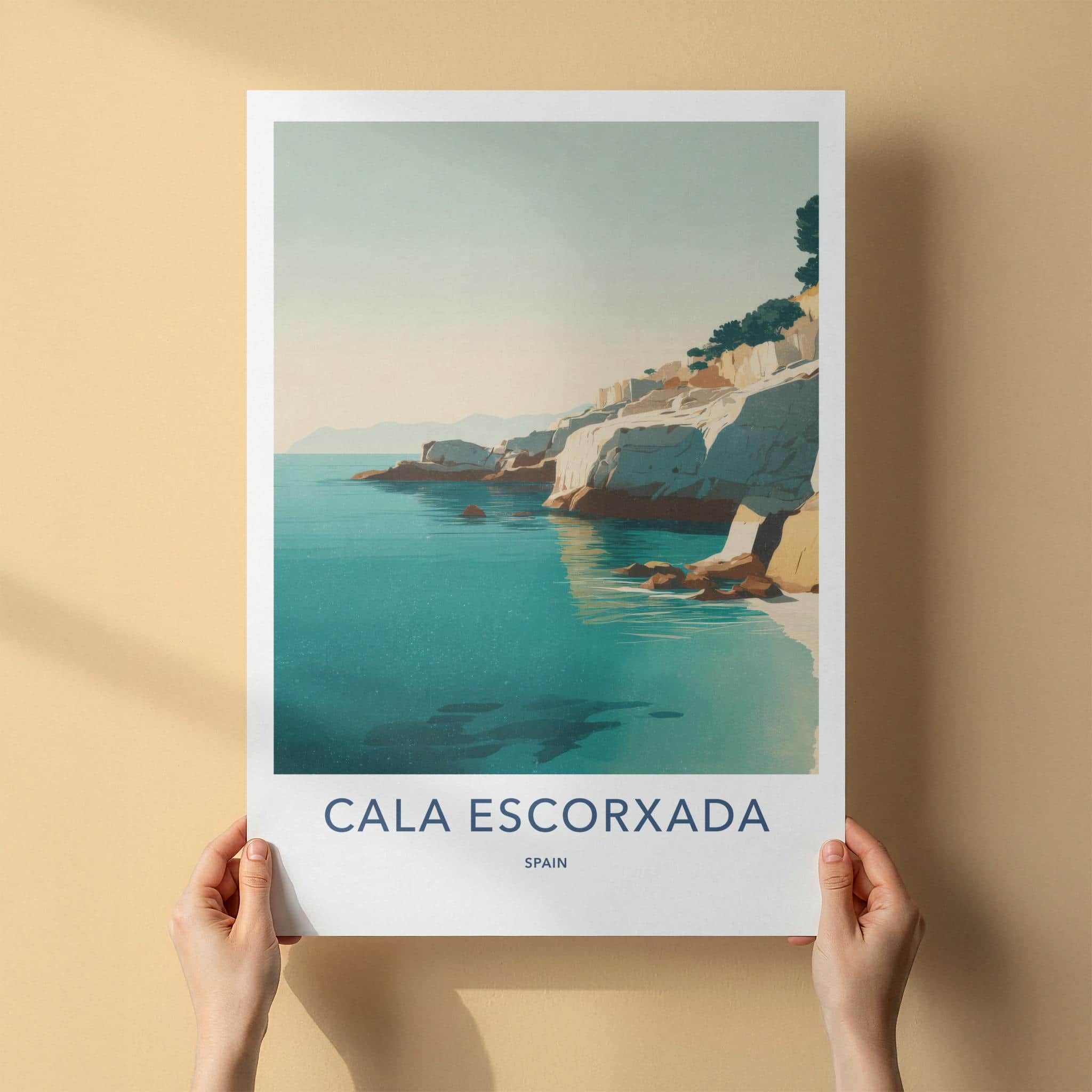 Cala Escorxada Poster - Spain Travel Print - Serene Coastal Cliffs Home Decor