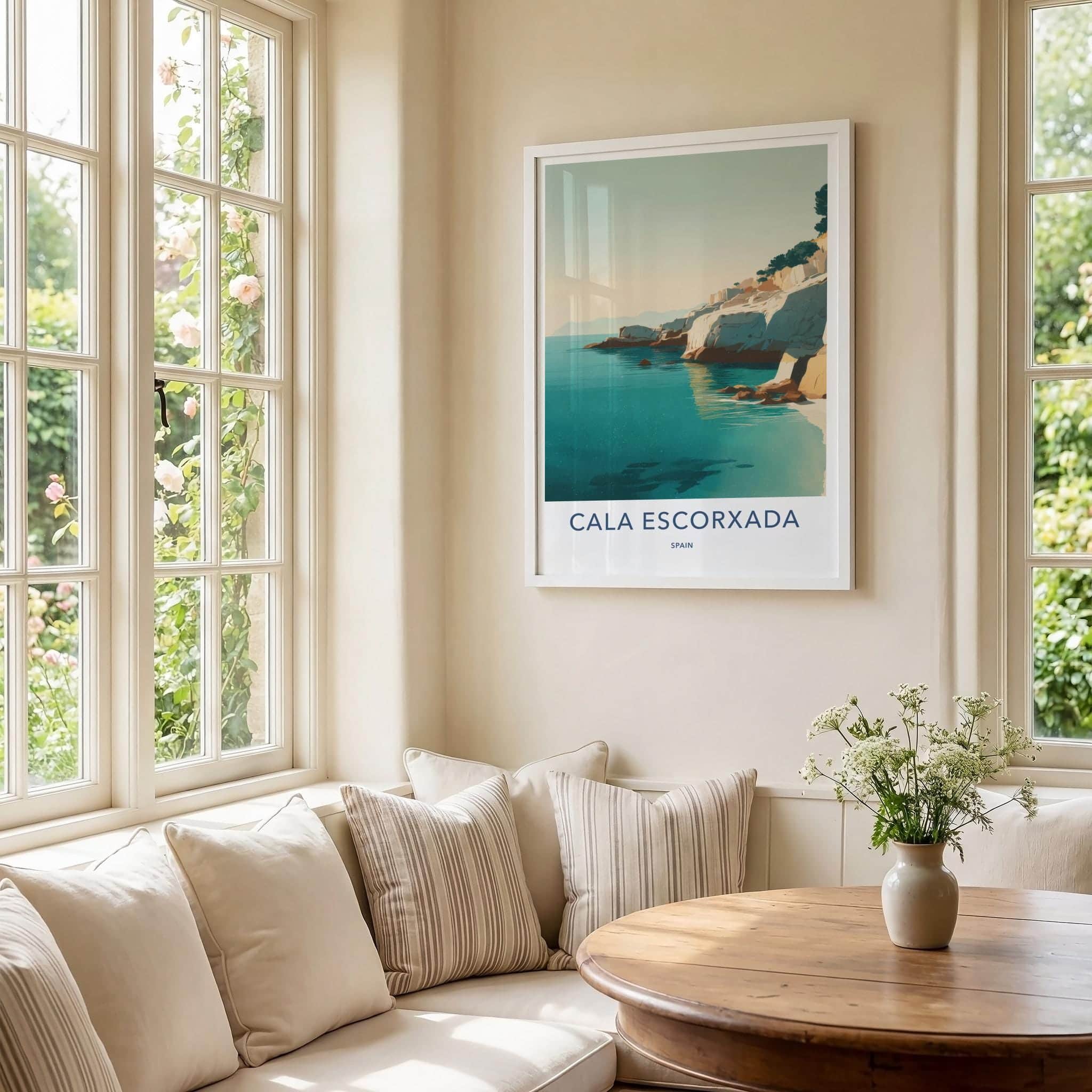 Cala Escorxada Poster - Spain Travel Print - Serene Coastal Cliffs Home Decor